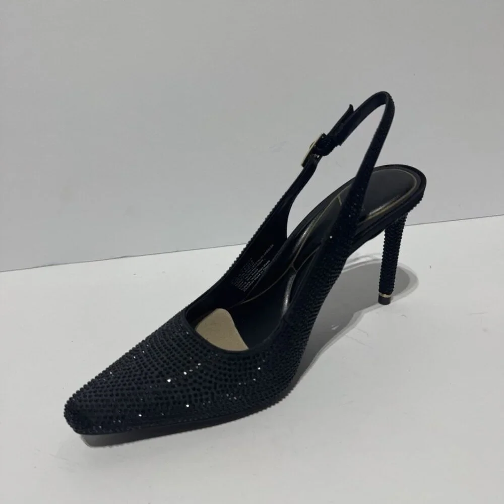 Kenneth Cole Womens Quinnly Sling Crystal Heels Black Size 8 M